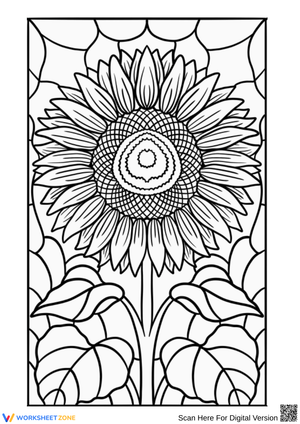 Sunflower Stained Glass Coloring Page