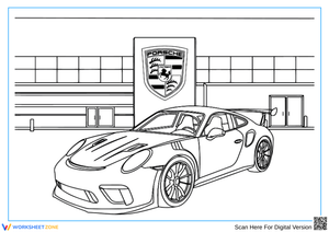 Porsche 911 GT Coloring Page | Dealership Logo