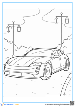 Porsche Taycan Street Drive Coloring Page