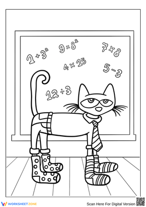 Pete the Cat Teacher Coloring Page