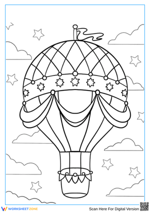 Decorative Hot Air Balloon Coloring Page
