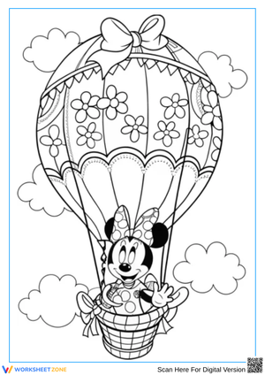 Minnie Mouse Hot Air Balloon Coloring Page
