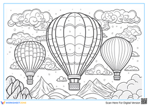 Scenic Hot Air Balloons Coloring Page
