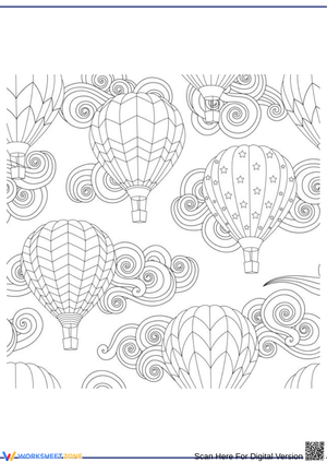 Patterned Hot Air Balloons Coloring Page