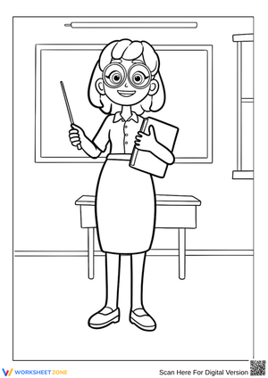Teacher in Classroom Coloring Page