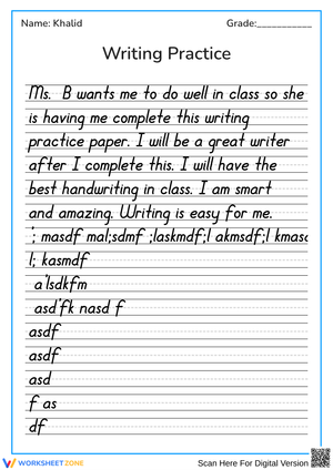 Handwriting Practice Paragraph Worksheets 