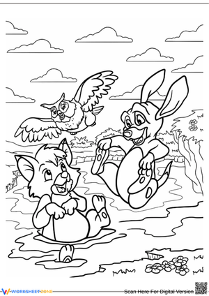 Fox and the Hound Pond Adventure Coloring Page