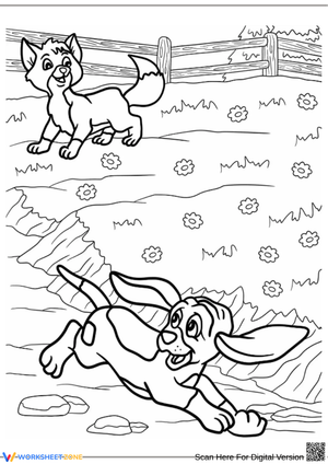 Fox and the Hound Meadow Chase Coloring Page