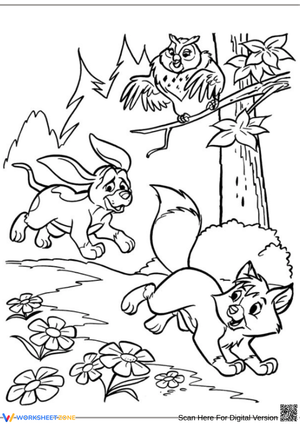 Fox and the Hound with Big Mama Coloring Page