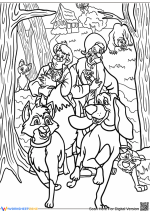 Fox and the Hound Forest Scene Coloring Page