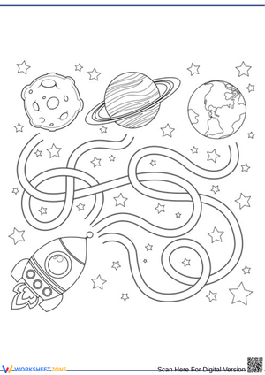 Rocket Maze Coloring Page for Kids