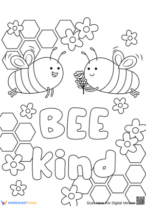 Bee Kind Printable Coloring Page