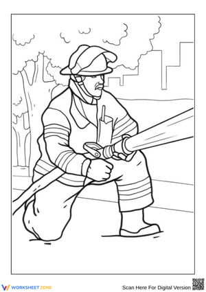 Firefighter with Hose Coloring Page