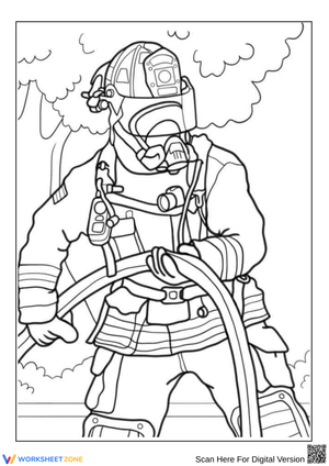Firefighter in Gear Coloring Page