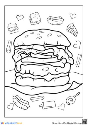 Giant Hamburger Coloring Page