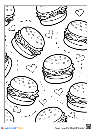 Burger Pattern Coloring Page