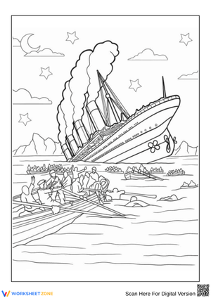 Titanic Lifeboat Escape Coloring Page