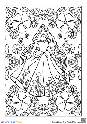 Sleeping Beauty Floral Coloring Page