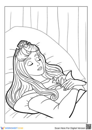 Sleeping Beauty Sleeping Scene Coloring Page