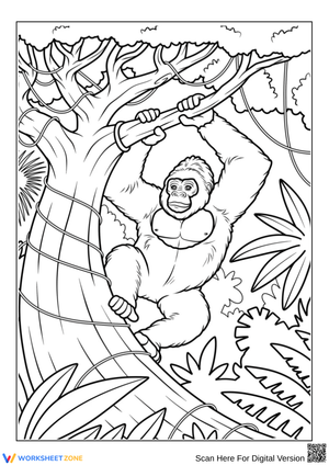 Jungle Gorilla Coloring Page