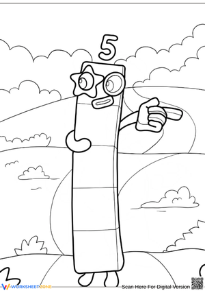 Numberblock 5 Coloring Page