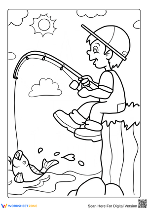 Boy Fishing Coloring Page