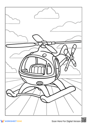 Cartoon Helicopter Coloring Page