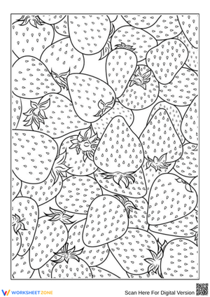 Strawberry Pattern Coloring Page