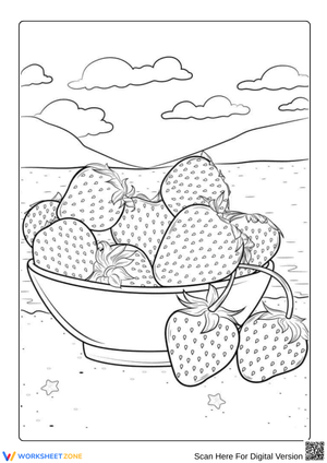 Bowl of Strawberries Coloring Page
