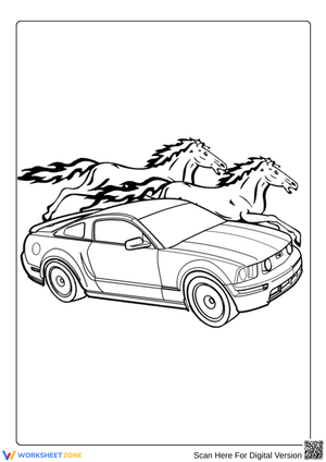 Mustang with Running Horses Coloring Page