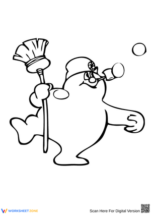 Frosty the Snowman with Broom Coloring Page