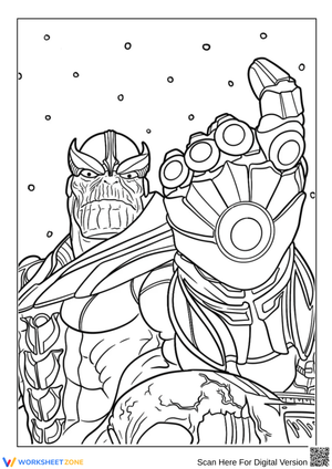 Thanos with Infinity Gauntlet Coloring Page