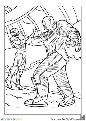 Thanos vs Hero Coloring Page
