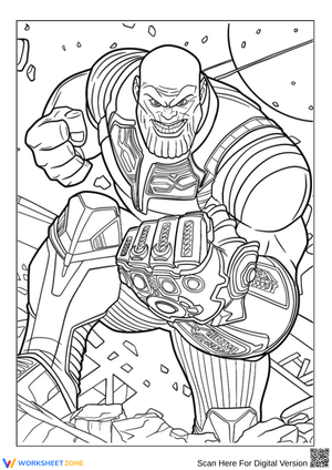 Thanos with Infinity Gauntlet Coloring Page