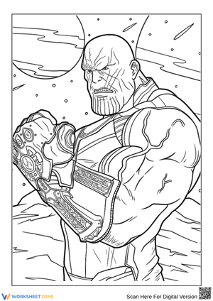 Thanos with Infinity Stones Coloring Page