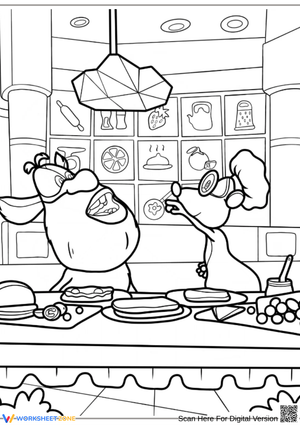 Booba Cooking Fun Coloring Page
