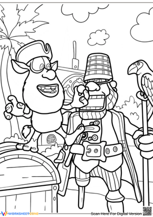 Booba Pirate Adventure Coloring Page