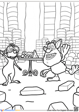 Booba and Friends Cheese Room Coloring Page
