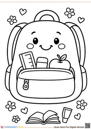 Cute Backpack Coloring Page for Kids
