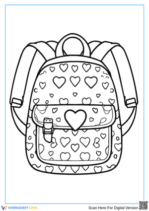 Heart Backpack Coloring Page for Kids