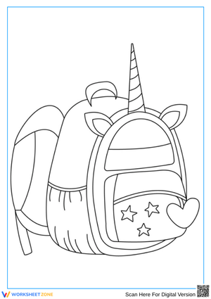 Cute Unicorn Backpack Coloring Page for Kids
