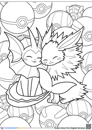 Vaporeon and Jolteon Pokémon Coloring Page