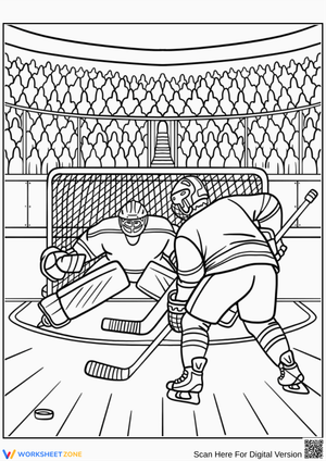 Ice Hockey Coloring Page – Goalie vs Player Showdown
