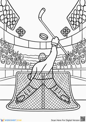 Ice Hockey Coloring Page – Goalie Celebrates Victory