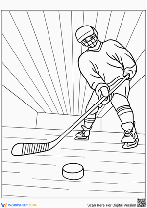 Ice Hockey Coloring Page – Hockey Player and Puck