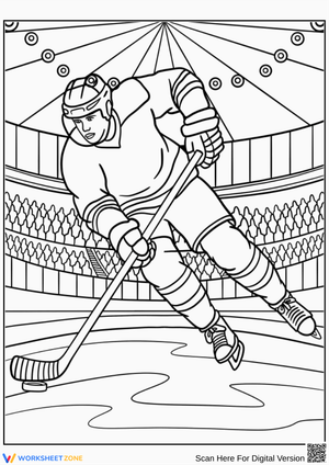 Ice Hockey Coloring Page – Skating Player in Arena