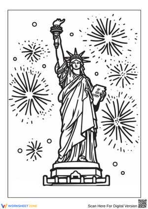 Statue of Liberty Fireworks Coloring Page