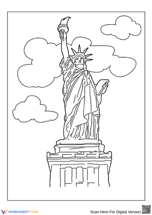 Statue of Liberty with Clouds Coloring Page