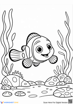 Cute Nemo Clownfish Under the Sea Coloring Page