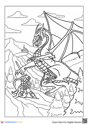 Dungeons & Dragons Dragon Battle Coloring Page